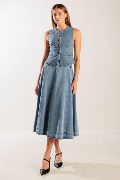 AT FIRST GLANCE DENIM VEST Flying Tomato