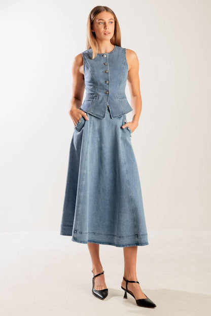 AT FIRST GLANCE DENIM VEST Flying Tomato