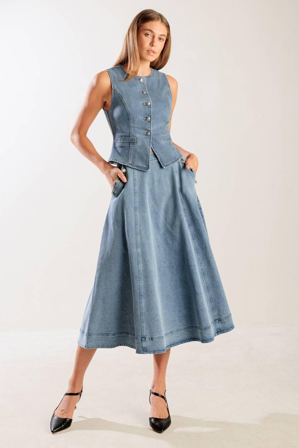 AT FIRST GLANCE DENIM VEST Flying Tomato