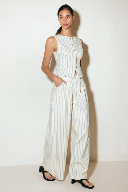 COFFEE RUN STRIPED WOVEN VEST Flying Tomato
