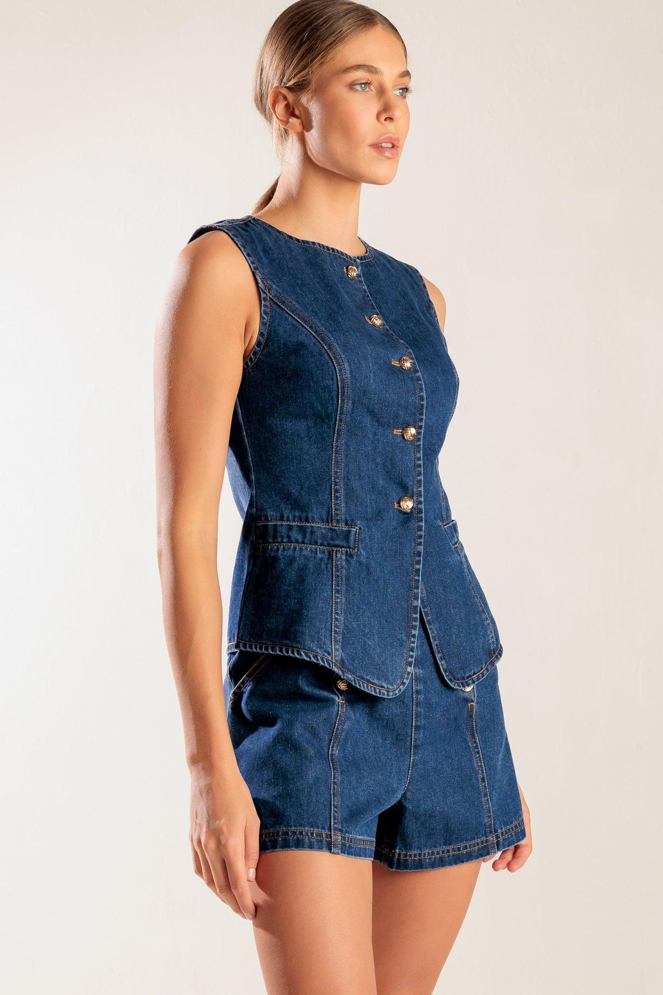 DRIVE-IN MOVIE DENIM VEST Flying Tomato