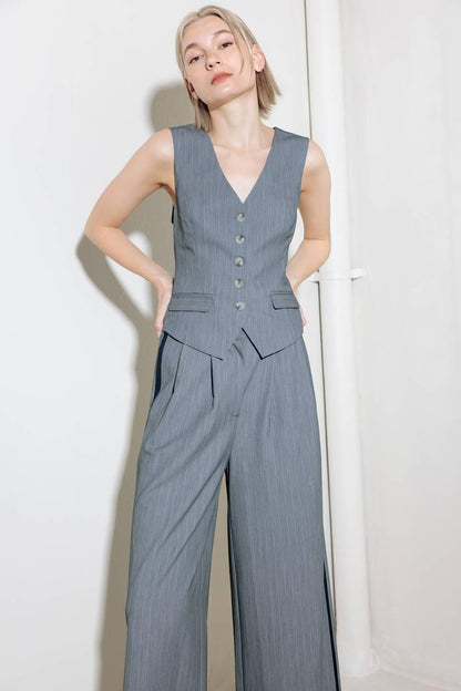SMILE BRIGHT IN GREY WOVEN VEST Flying Tomato