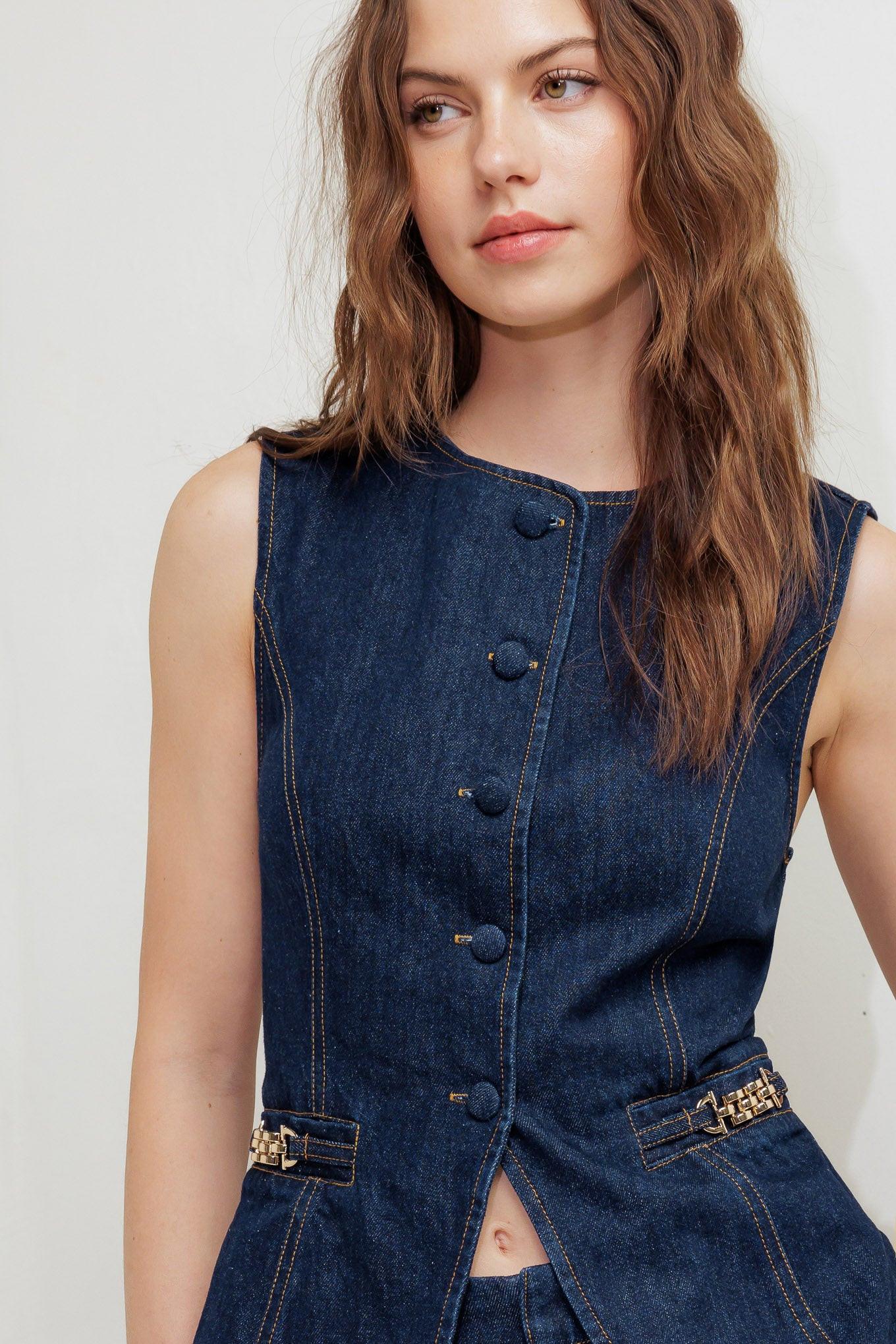 INDIGO ICON DENIM VEST Flying Tomato