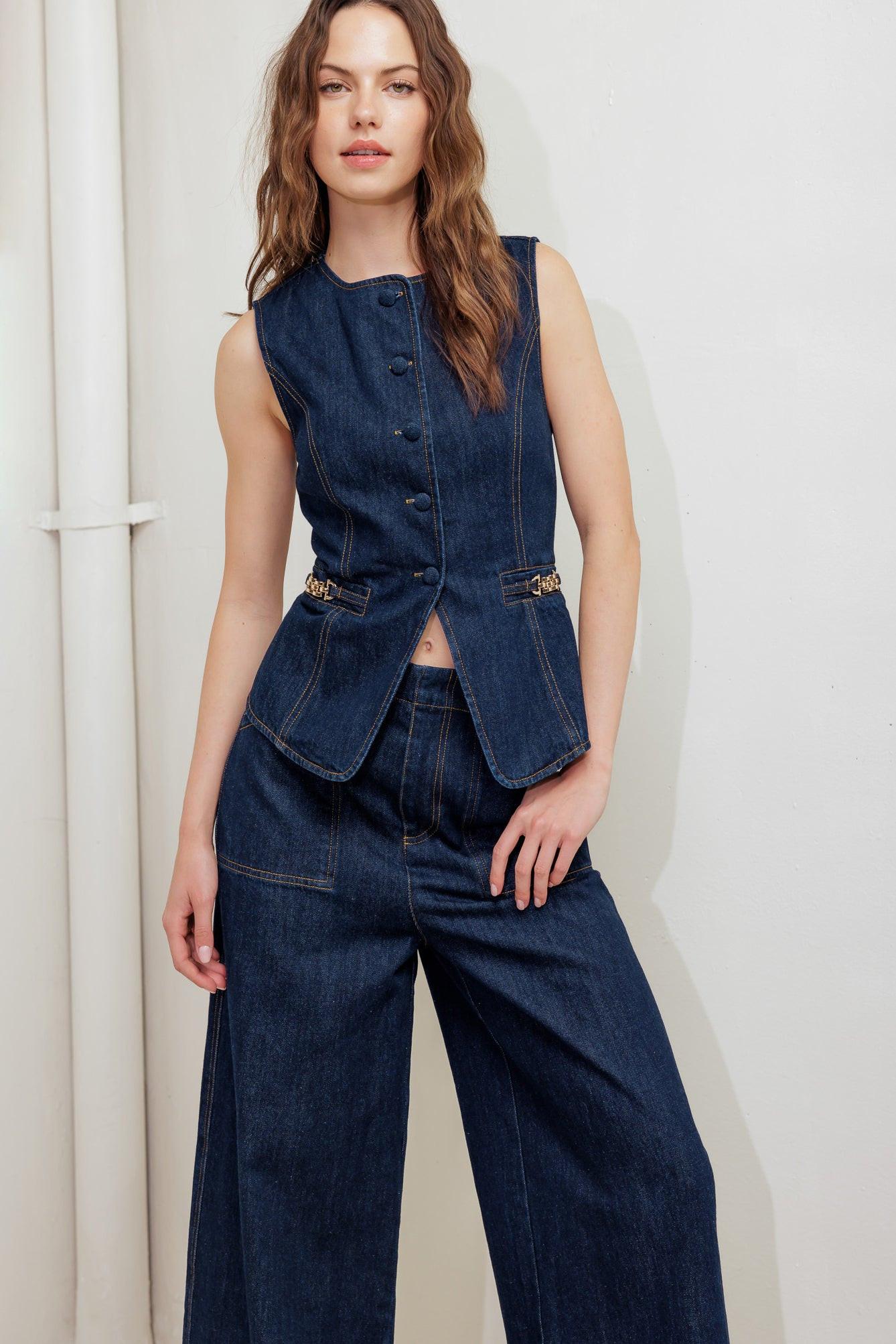 INDIGO ICON DENIM VEST Flying Tomato