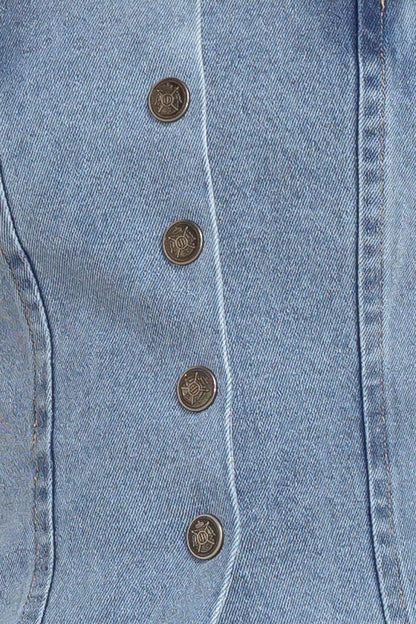 STITCHED SILHOUETTE DENIM TOP Flying Tomato