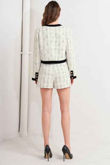 PARIS BOUND WOVEN TWEED CROP JACKET Flying Tomato