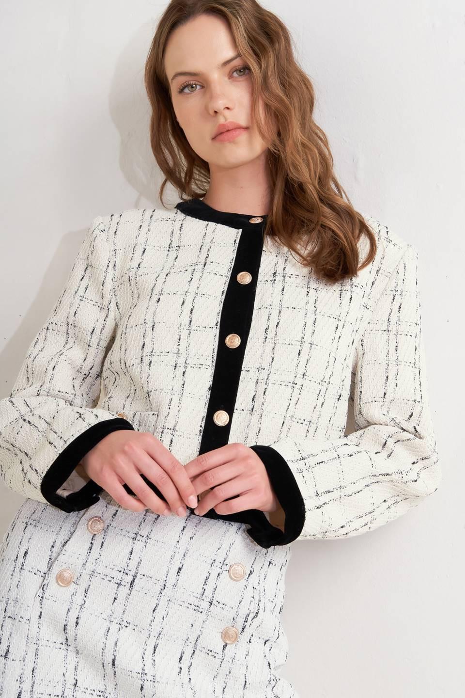 PARIS BOUND WOVEN TWEED CROP JACKET Flying Tomato