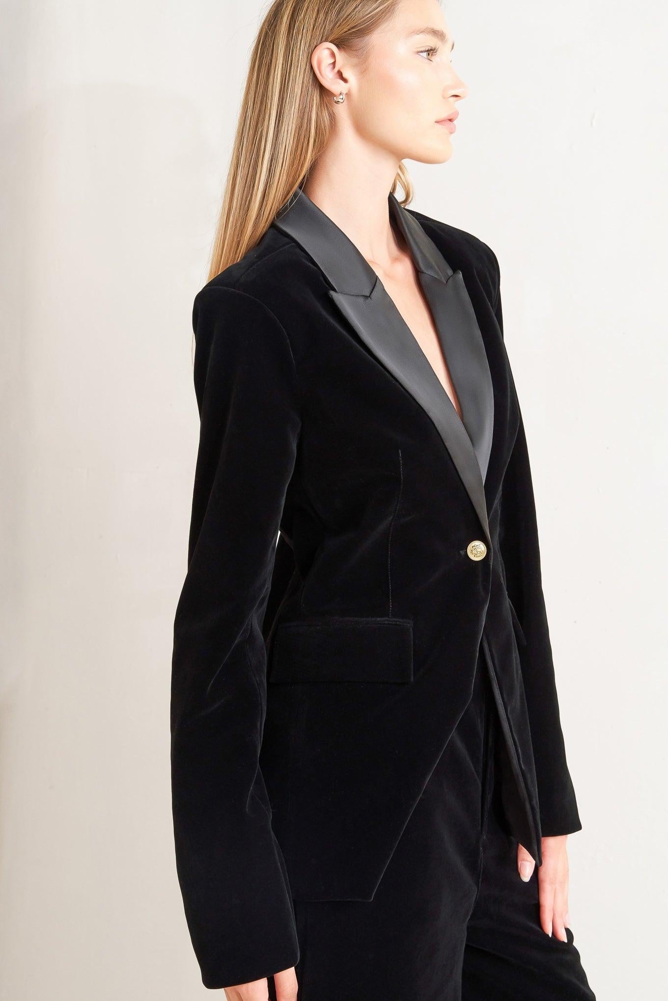 MIDNIGHT TUX WOVEN VELVET BLAZER Flying Tomato