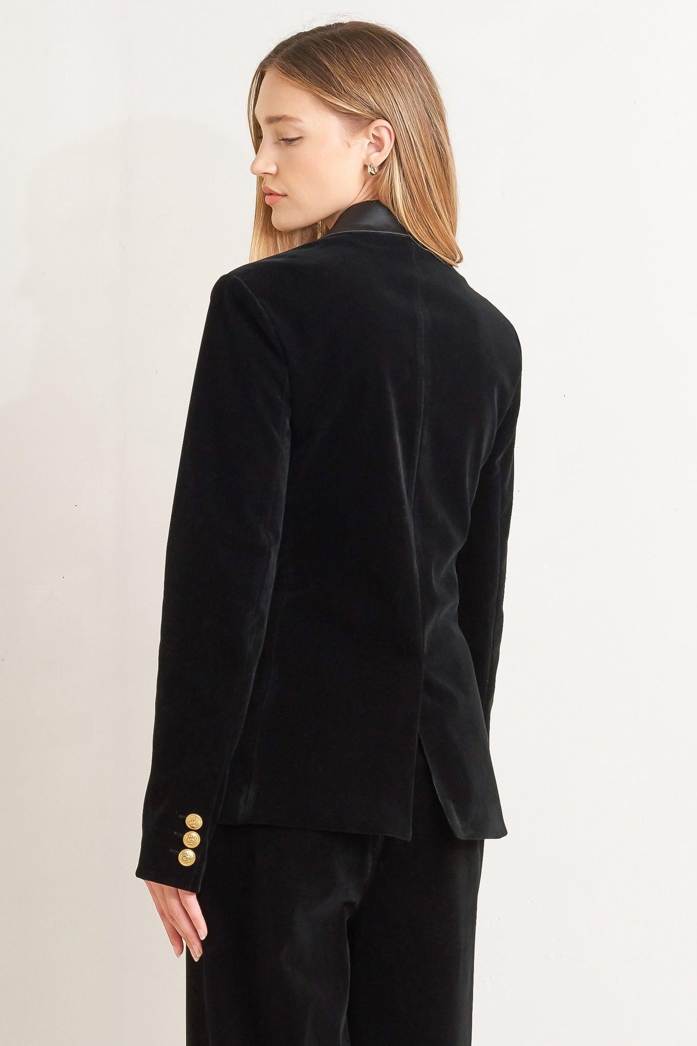 MIDNIGHT TUX WOVEN VELVET BLAZER Flying Tomato