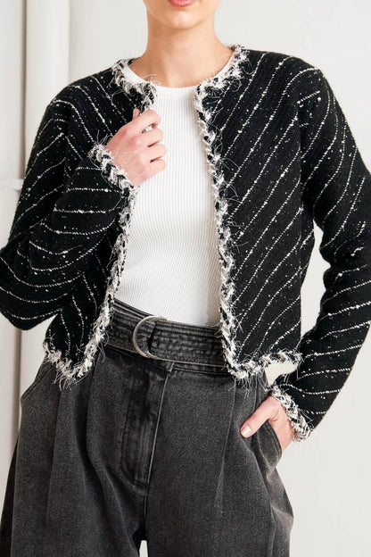 NOIR LINEAR SWEATER KNIT JACKET Flying Tomato
