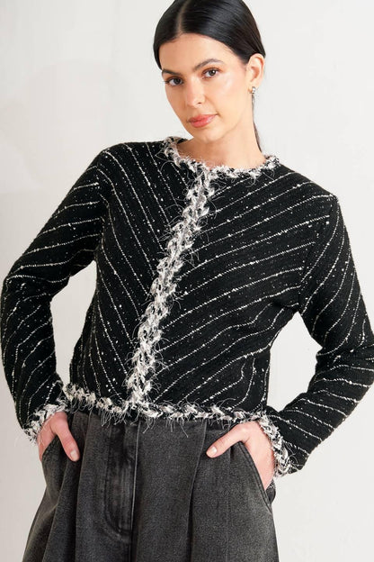 NOIR LINEAR SWEATER KNIT JACKET Flying Tomato