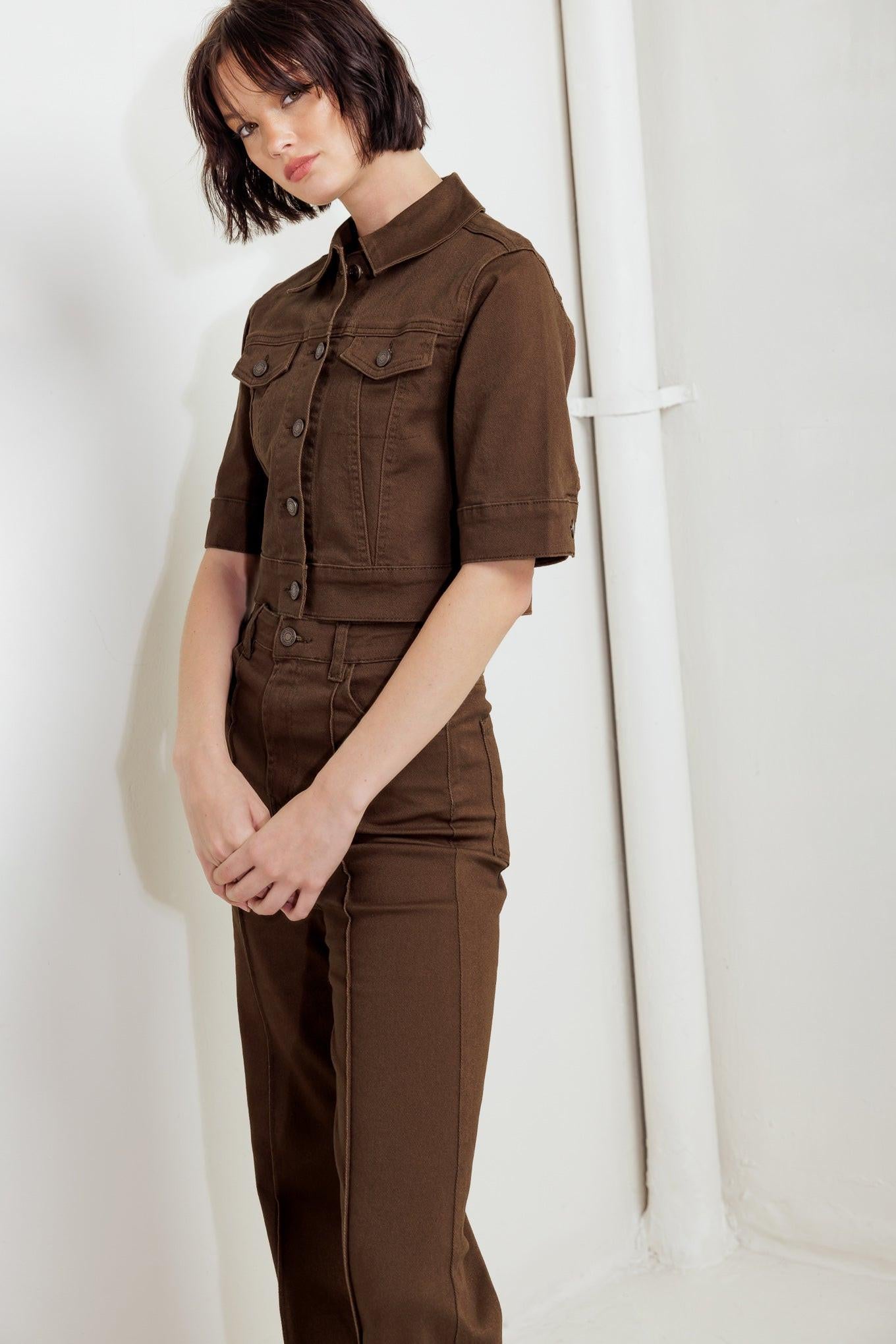 EFFORTLESS EDGE BROWN TWILL JACKET Flying Tomato