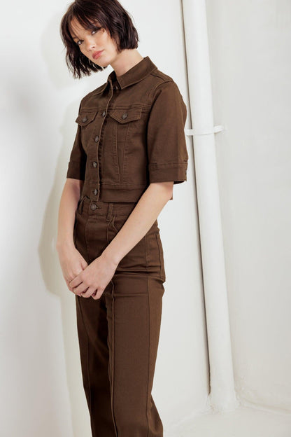 EFFORTLESS EDGE BROWN TWILL JACKET Flying Tomato
