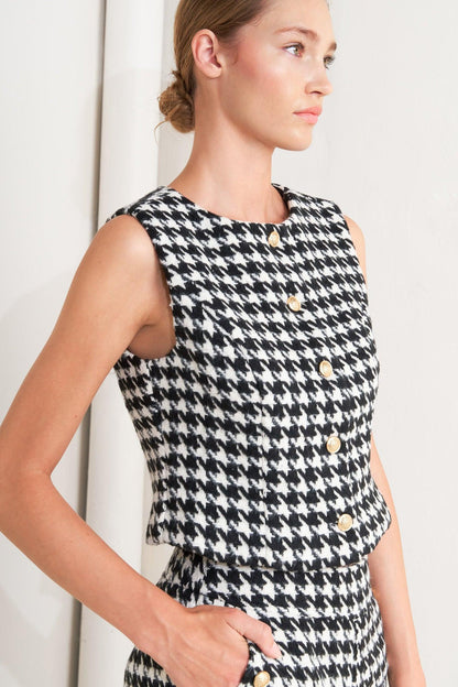 METRO ICON WOVEN HOUNDSTOOTH VEST Flying Tomato