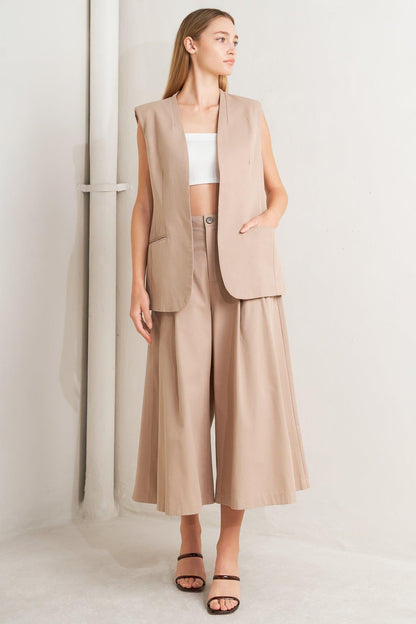 ELEGANT PLEAT WOVEN MIDI VEST Flying Tomato