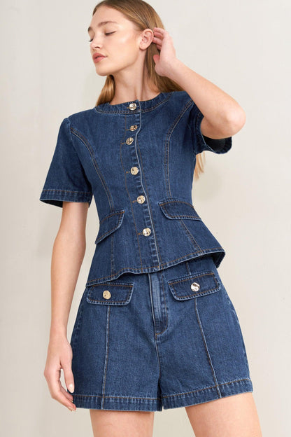 FOREVER STYLISH DENIM TOP Flying Tomato