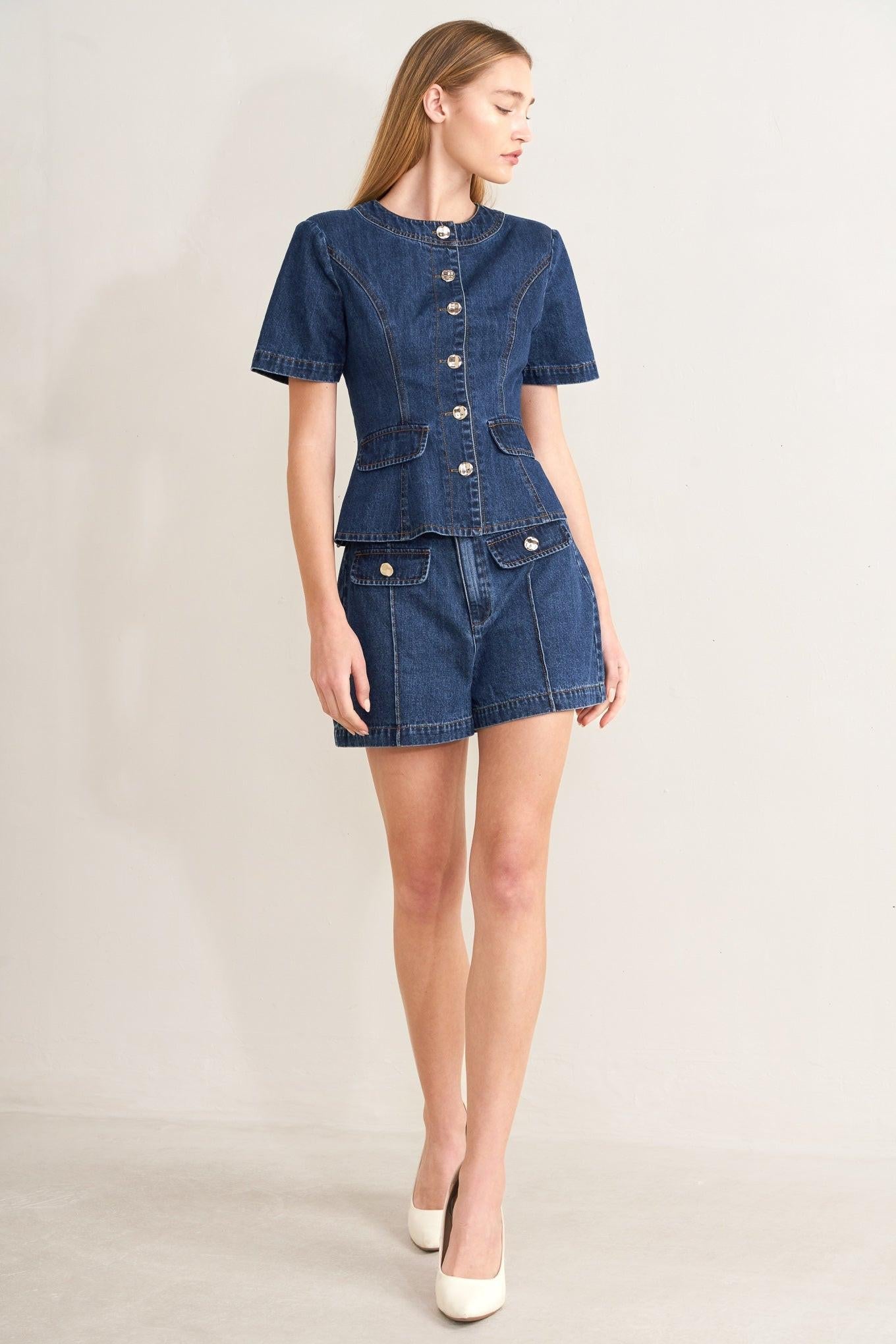FOREVER STYLISH DENIM TOP Flying Tomato