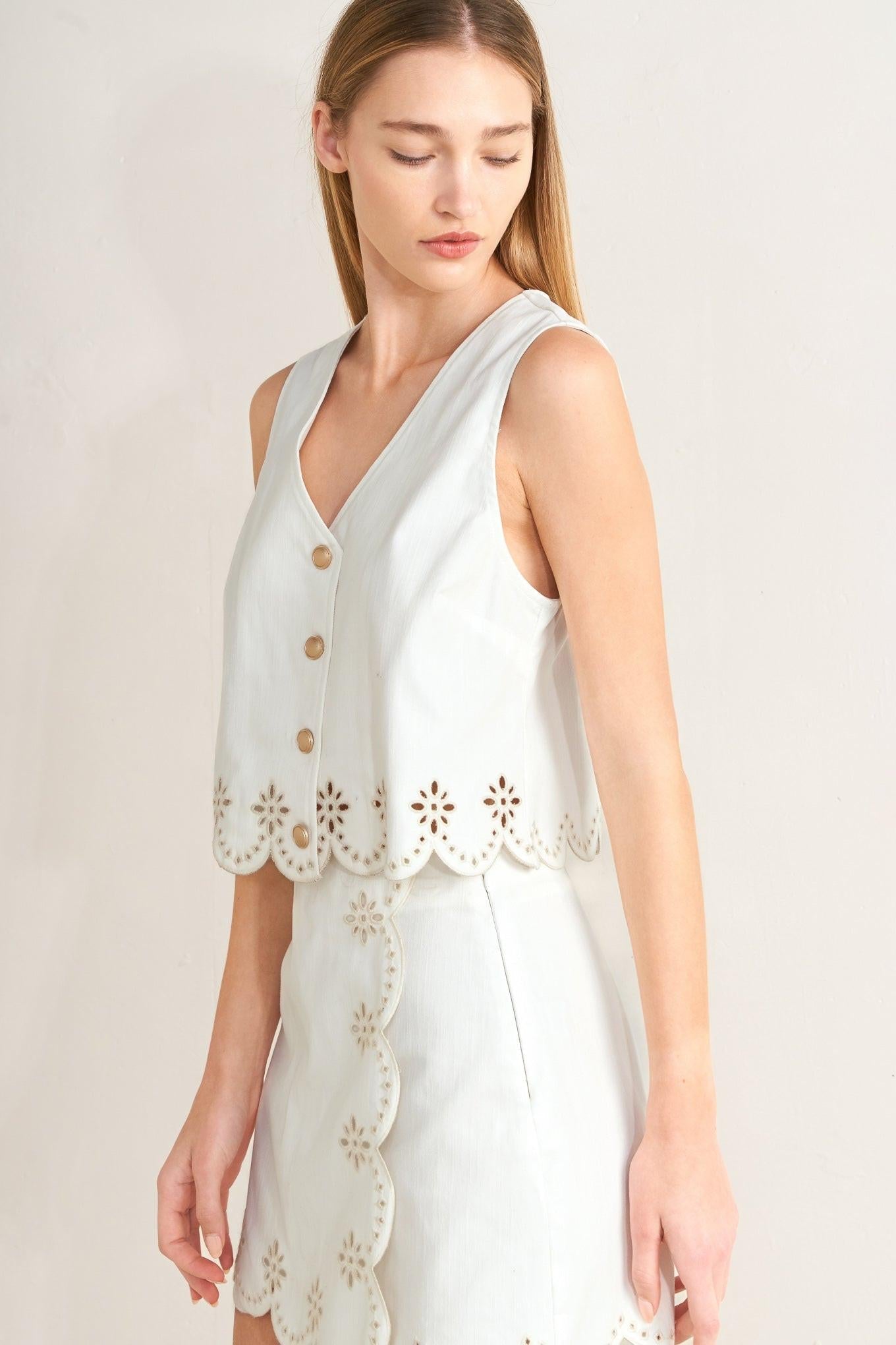SEAFOAM SCALLOP WOVEN VEST Flying Tomato