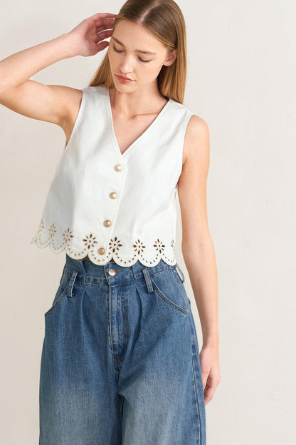 SEAFOAM SCALLOP WOVEN VEST Flying Tomato
