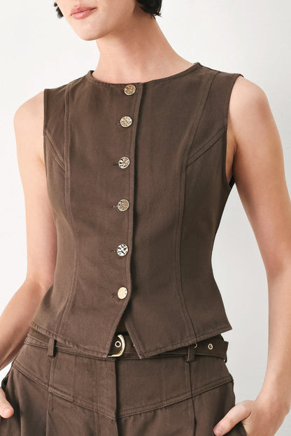 BROWN SUGAR STATEMENT WOVEN VEST Flying Tomato