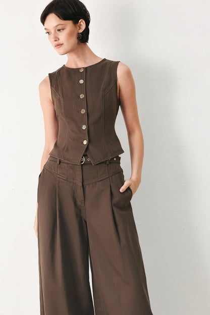 BROWN SUGAR STATEMENT WOVEN VEST Flying Tomato