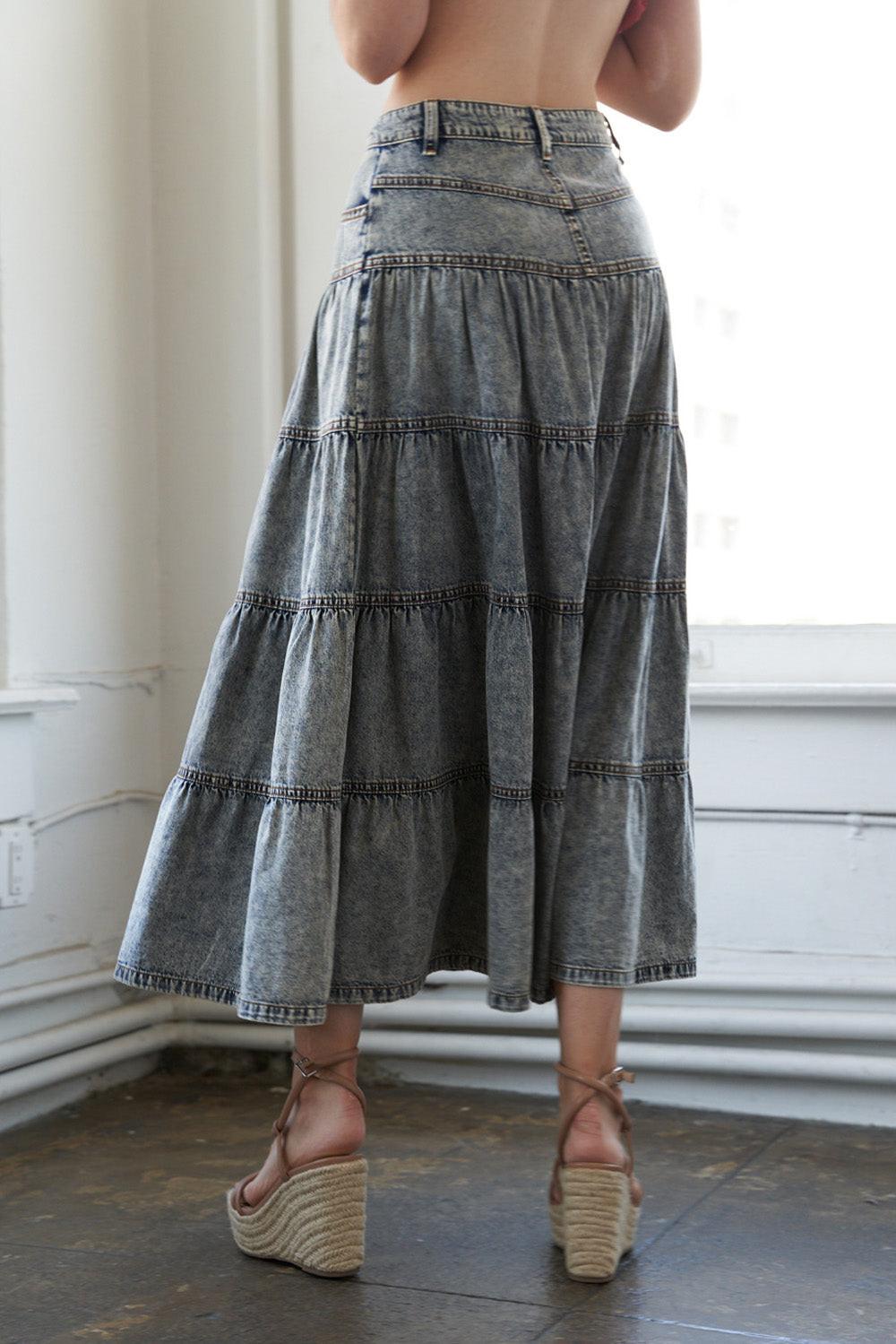 SIMPLE STATEMENT DENIM MIDI SKIRT Flying Tomato