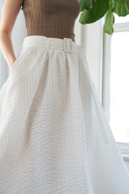 TALK TO THE SAND WOVEN MIDI SKIRT Flying Tomato