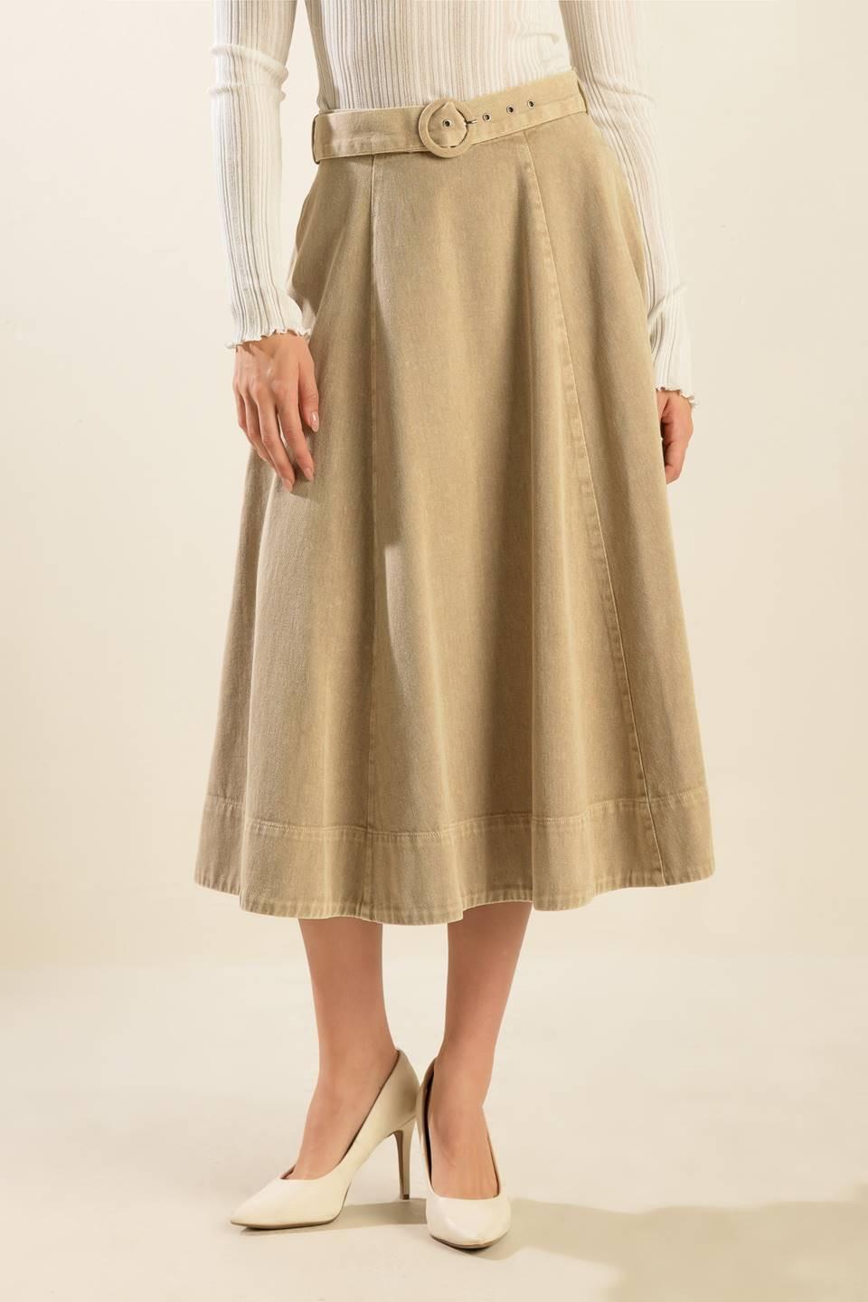 YOU KNOW IT TWILL MIDI SKIRT Flying Tomato