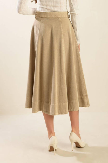 YOU KNOW IT TWILL MIDI SKIRT Flying Tomato