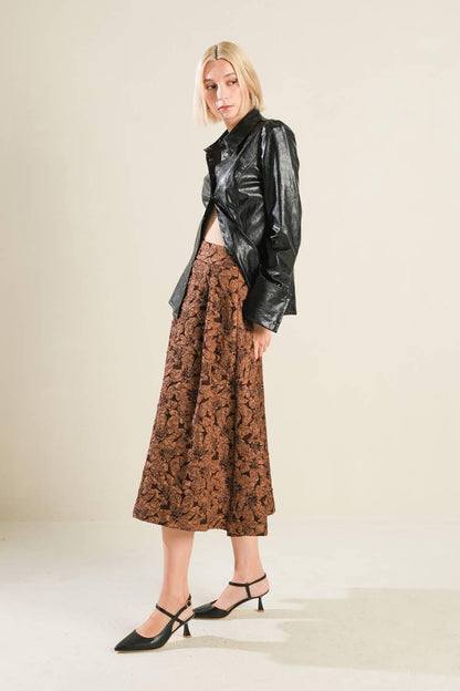 ETERNAL DEVOTION WOVEN FULL MIDI SKIRT Flying Tomato