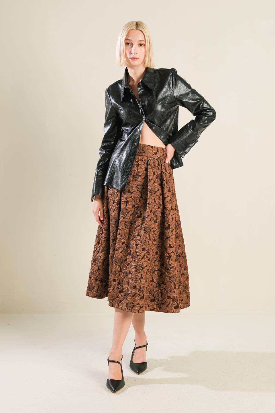 ETERNAL DEVOTION WOVEN FULL MIDI SKIRT Flying Tomato