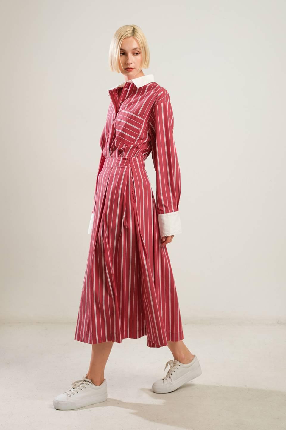 BEHIND THE GRIN WOVEN MIDI SKIRT Flying Tomato
