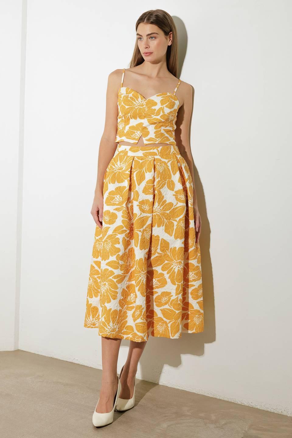 PLAIN OPTIMISM WOVEN MIDI SKIRT Flying Tomato