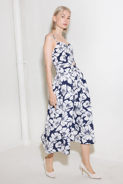 PLAIN OPTIMISM NAVY WOVEN MIDI SKIRT Flying Tomato