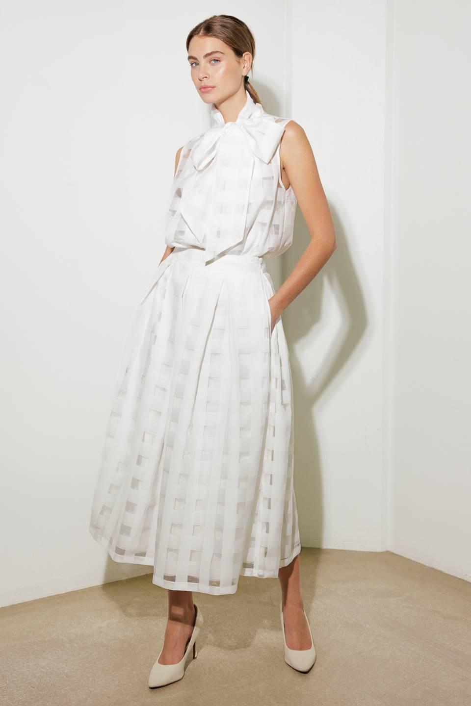 LIVE FOR US WHITE ORGANZA MIDI SKIRT Flying Tomato