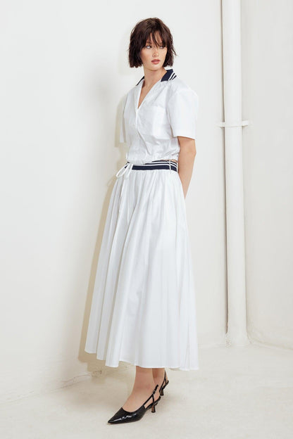 COASTAL COLLAR WOVEN MIDI SKIRT Flying Tomato