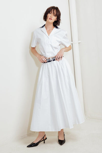 COASTAL COLLAR WOVEN MIDI SKIRT Flying Tomato