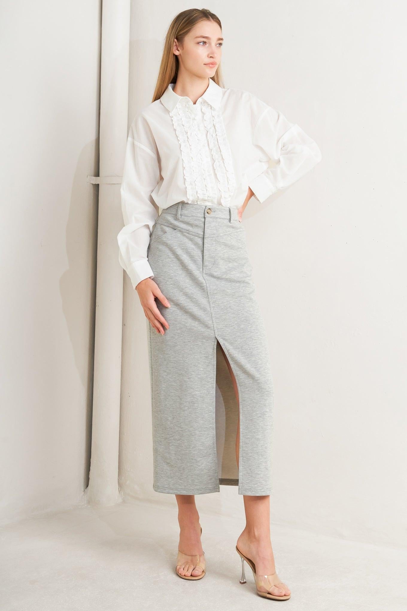 LOVELY BY NATURE KNIT MIDI SKIRT Flying Tomato