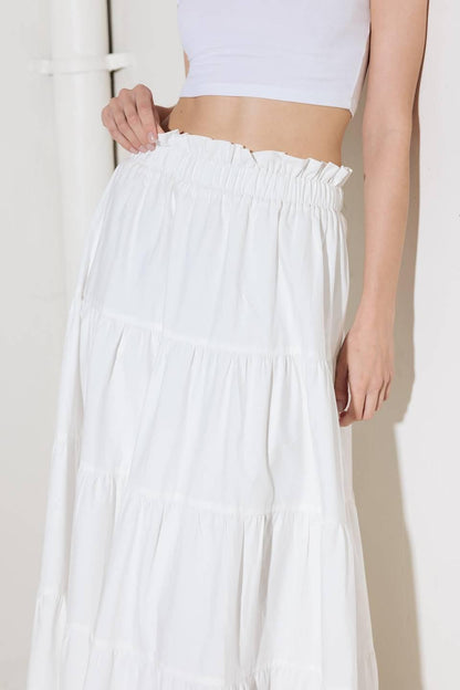 SLOW DOWN IN WHITE WOVEN MAXI SKIRT Flying Tomato