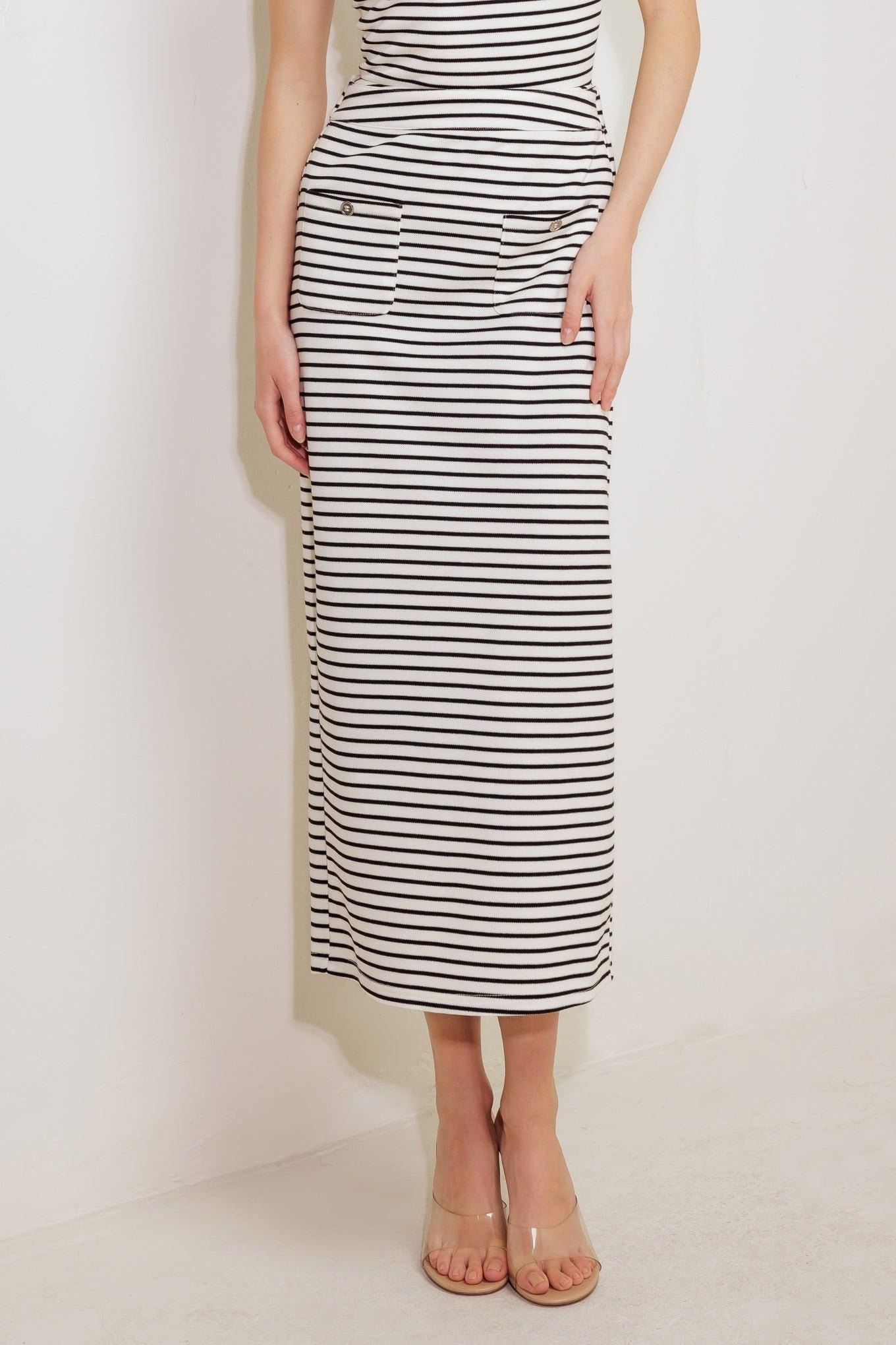 WINDING PATH STRIPED WOVEN SKIRT Flying Tomato