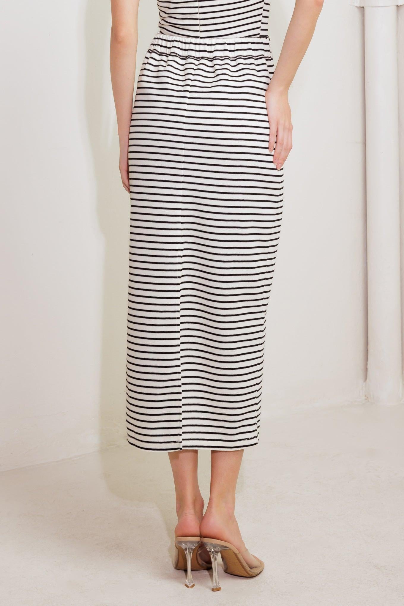 WINDING PATH STRIPED WOVEN SKIRT Flying Tomato