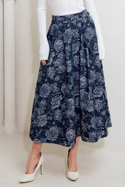URBAN MUSE JACQUARD DENIM SKIRT Flying Tomato