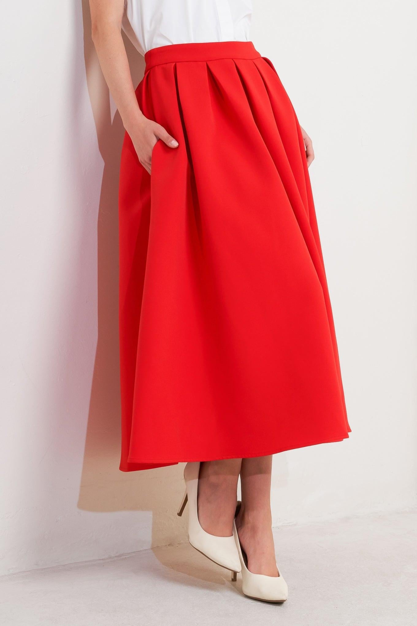 STRAWBERRY POP WOVEN FULL MIDI SKIRT Flying Tomato