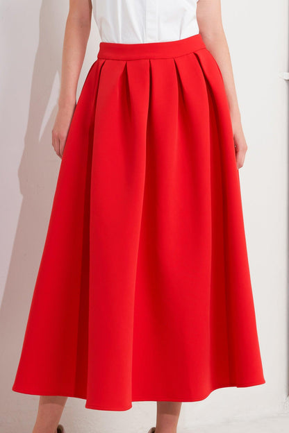 STRAWBERRY POP WOVEN FULL MIDI SKIRT Flying Tomato