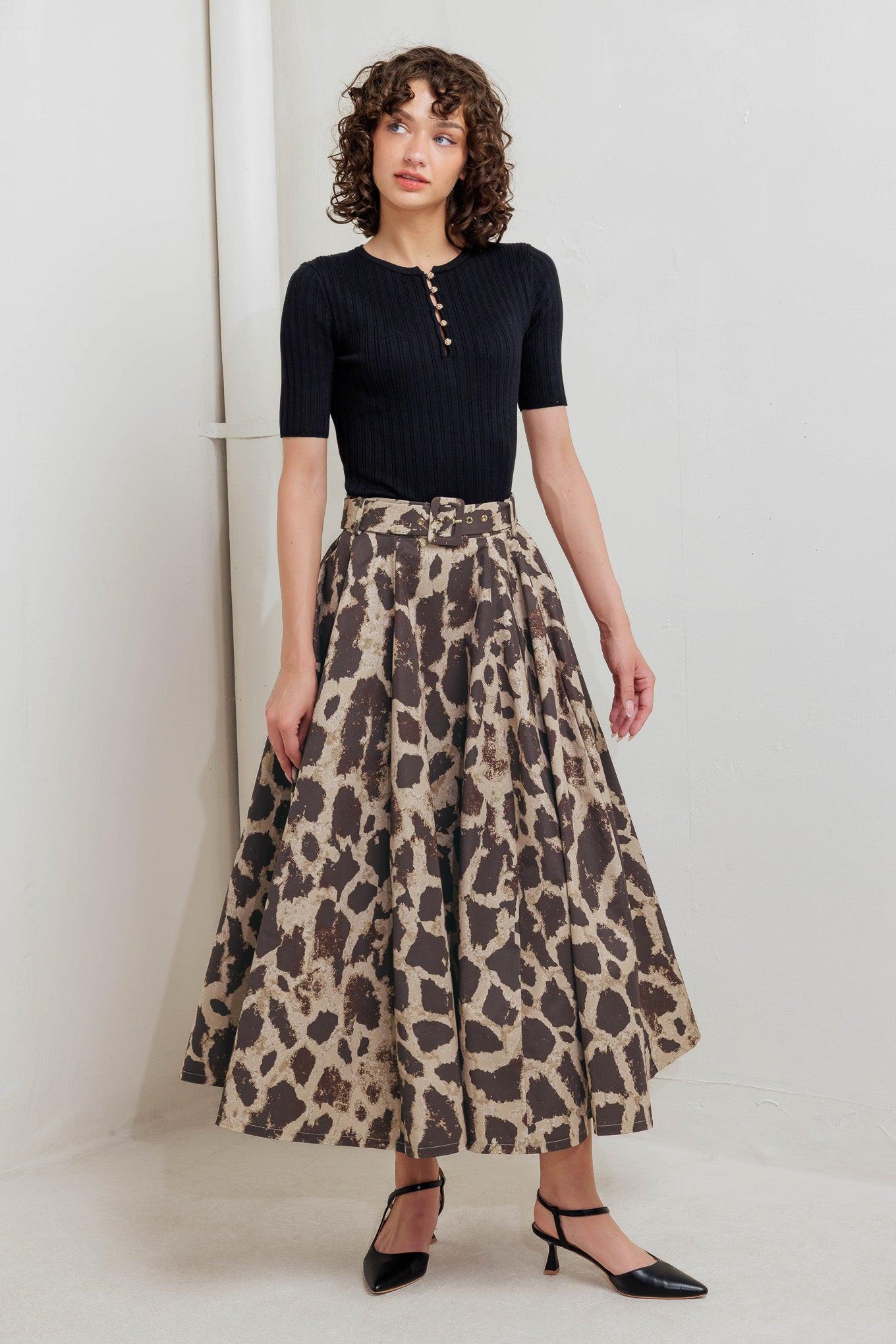 LEO LOVER WOVEN FULL MIDI SKIRT Flying Tomato