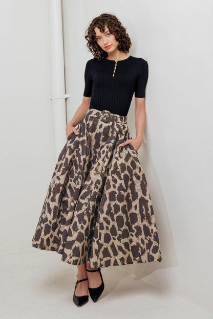 LEO LOVER WOVEN FULL MIDI SKIRT Flying Tomato
