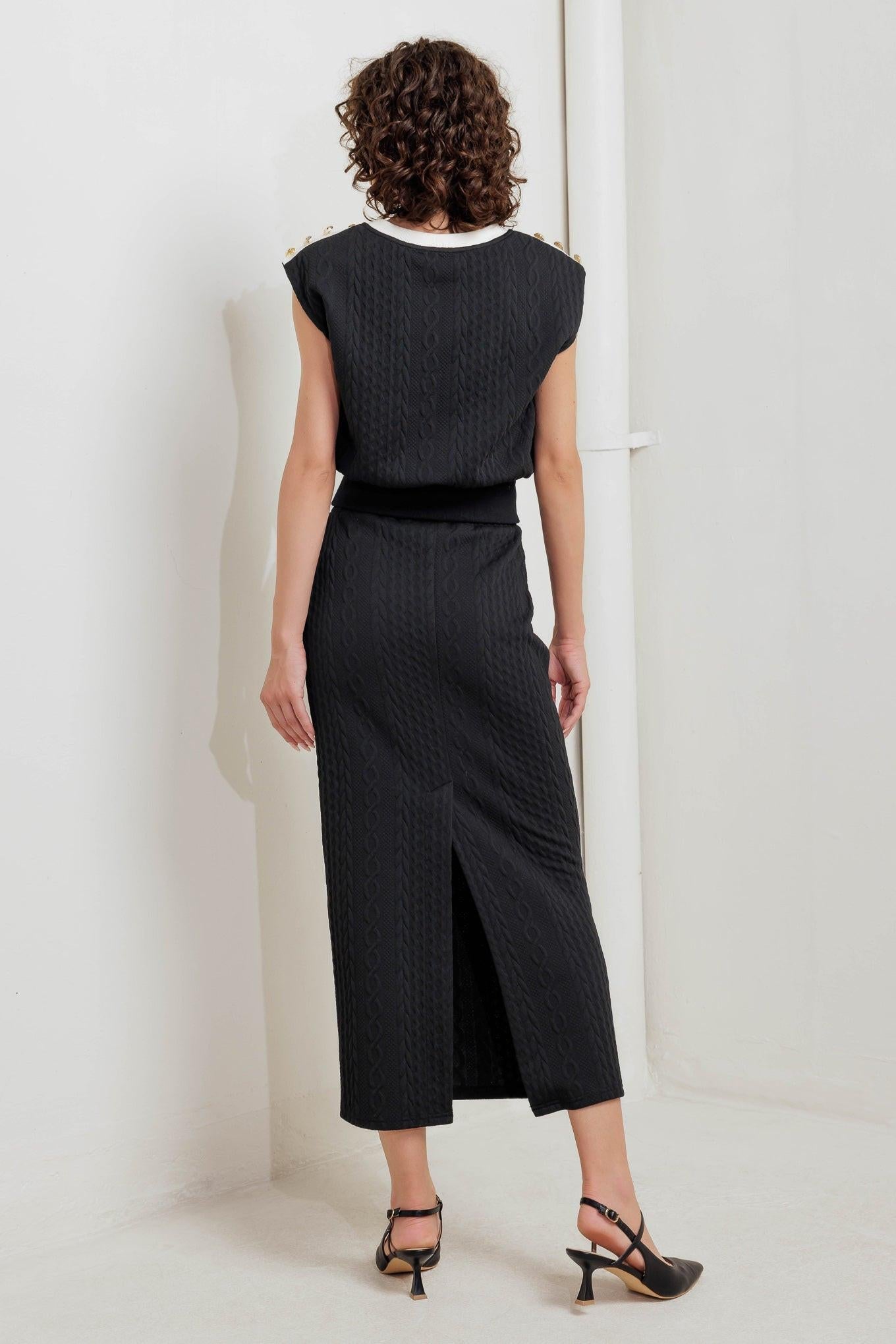 URBAN LUXE COMMAND KNIT MIDI SKIRT Flying Tomato