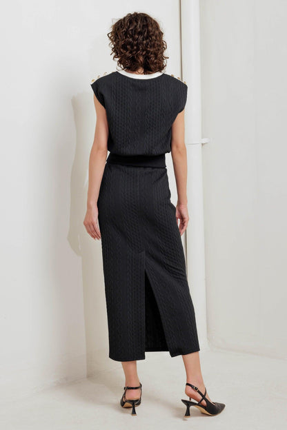URBAN LUXE COMMAND KNIT MIDI SKIRT Flying Tomato