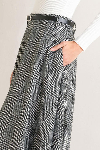 CITY CHECKLINE WOOLEN WOVEN MIDI SKIRT Flying Tomato