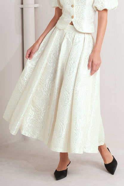 ROSÉ TEXTURE WOVEN FULL MIDI SKIRT Flying Tomato